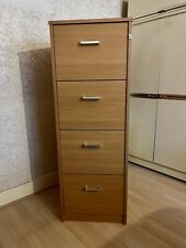 4 Drawer Office Wooden Filing Cabinet | Beech Effect | Lockable With Key