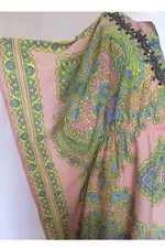 WOMENS PACHA RIVER ISLAND KIMONO KAFTAN TUNIC DRESS PINK GREEN BEADS SIZE 8 10