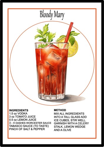 Bloody mary cocktail - bloody, print