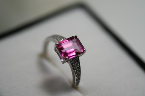 Natural pink topaz ring - ring, size