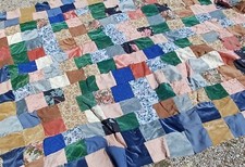 UNUSUAL Vintage QUILT TOP FOR SOFA OR CHAIR  HEAVY 100x80"