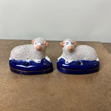 Pair of Staffordshire Style Decorative ‘Ink Wells’ Featuring Lambs Or Sheep