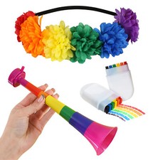 RAINBOW FACE PAINT PRIDE HEADBAND VUVUZELA CELEBRATE PARADE PARTY LGBT FESTIVAL