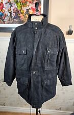 Vintage Timberland Cowhide Leather Jacket Blue Heavy Duty Hooded Men's XL-3XL