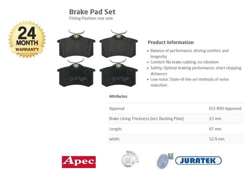Rear axle brake pads - pads, set