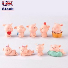 Mini Animal Statue Resin Ornaments Micro Pig Family Miniature Model Figurine