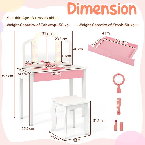 Lights kids vanity table - kids,