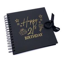 21st Birthday Black Scrapbook Photo album With Gold Script Present Design