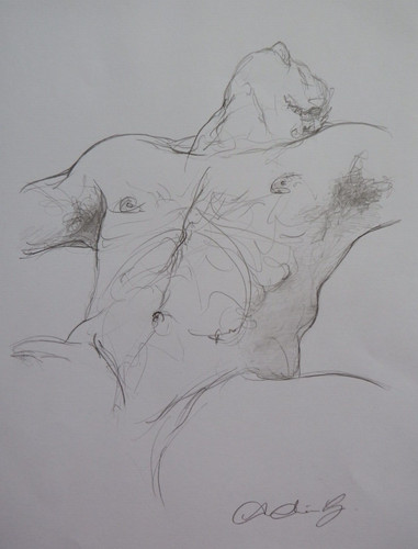 Pencil drawing male nude - pencil,