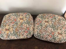2 Piped Thick Cotton William Morris Golden Lily Kitchen Chair Seat Pad Covers