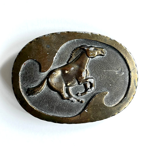 Vtg brass galloping horse belt - vtg,