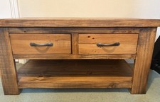 Solid Wood Coffee Table TV Unit Shelf and Drawers. Excellent Condition