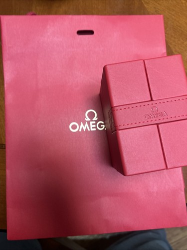 Omega red leather - leather, box