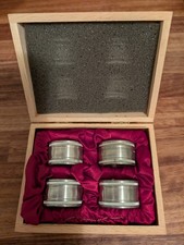 Selangor Pewter Napkin Rings (4). Original Box. Never Used. Hallmarked 1989.