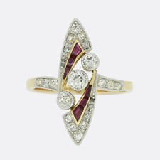 Art Deco Ruby and Old Cut