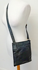 JOBIS Women's Very Dark Navy Leather True Crossbody Zip Up Shoulder Bag