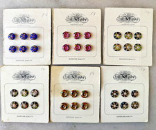 Lot of Vintage Hand Painted Glass Buttons La Mode on Cards NOS