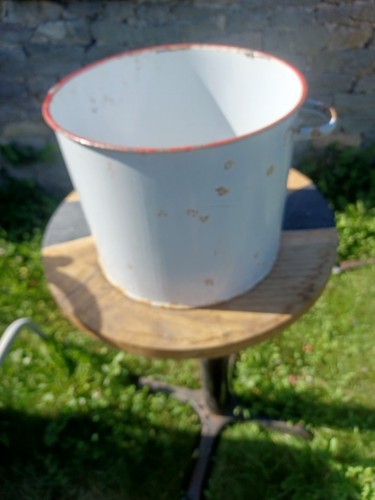 Vintage french enamelled - enamelled, pot