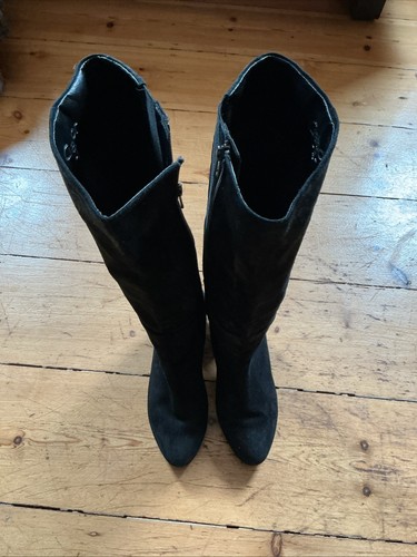 Black suede knee - black, length