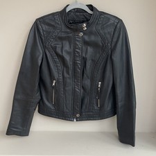 Oui Black Soft Leather Biker