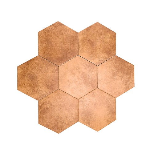 Copper brown hexagon porcelain - copper,