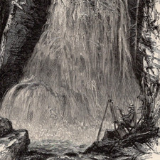 CRYSTAL CASCADE NEW HAMPSHIRE Artist Painter Easel 1872 Antique Wood Engraving