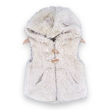 Baby Girls Next Cream Faux Fur Hooded Body Warmer Duffle Jacket Age 18-24 months