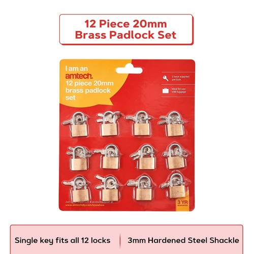 Lotus 12pc 20mm brass - brass, padlock