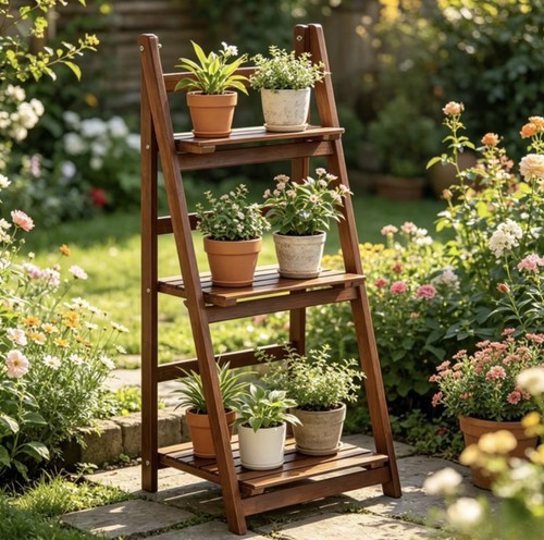Tier wooden ladder shelf - ladder,