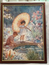 Anticipation, water colour by Margaret W Tarrant  reproduction print - framed