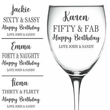 Personalised Engraved Wine Glass BIRTHDAY ANY AGE 30th 40th 50th 60th PROSECCO