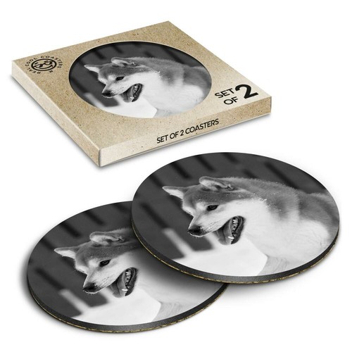 Boxed round coasters bw - round,