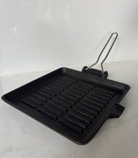 Vintage Cast Iron Grill Pan Griddle  Folding, Compact Camping campervan Van life