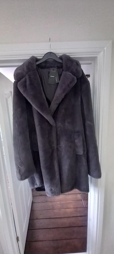 Grey fake fur coat