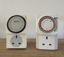2 x 24 Hour  Mains Plug in Analogue Timer Switches 
