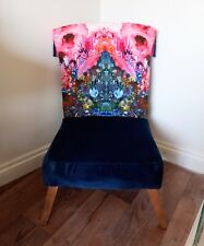 Vintage upcycled cocktail chair Timorous Beasties Thunder Blotch fabric blue