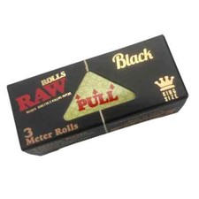 12x RAW BLACK  KING SIZE 3M ROLLS ROLLING PAPER Rips Smoking Skin -Full Box