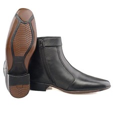 Mens Black Leather Boots Side