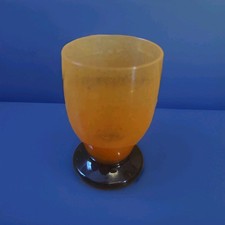 Small Vintage Daum Nancy France Signed Orange Art Glass Cordial Glass 9cm Tall