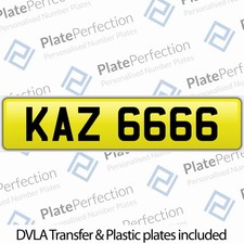 KAZ 6666 CHERISHED PRIVATE NUMBER PLATE DVLA REGISTRATION