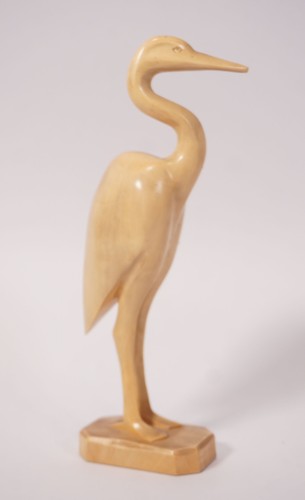 Vintage wooden heron sculpture - vintage,