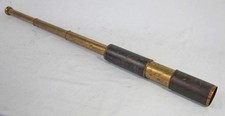 VINTAGE / ANTIQUE 3 DRAW LEATHER & BRASS TELESCOPE