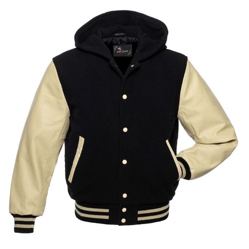 Hoodie black wool cream - hoodie,