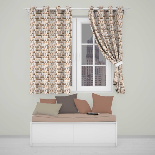Blackout eyelet curtains brown - eyelet,