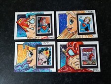 DC HEROES WITH STAMP HAND DRAWN SKETCH ART CARDS BY RAK DC COMICS PSC ACEO