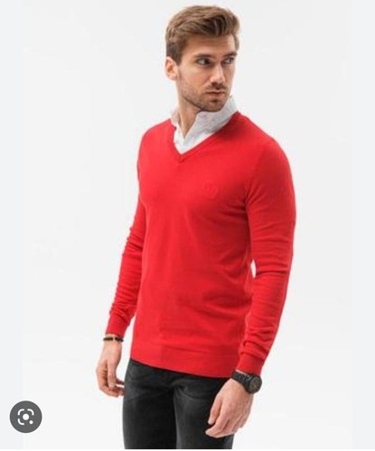 Men gant sweater - red, cotton