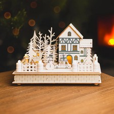 Christmas Wooden Village Scene