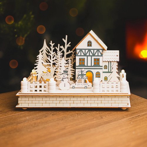 Christmas wooden village scene - christmas,