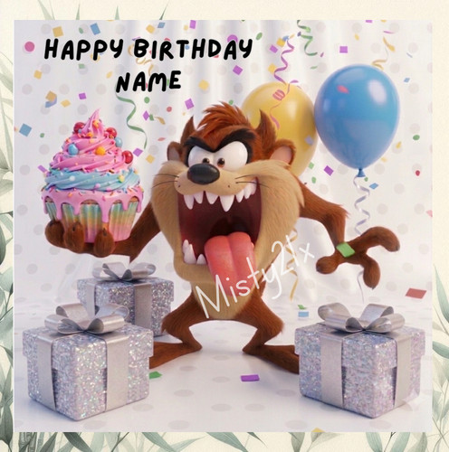 Personalised taz greeting card - personalised,