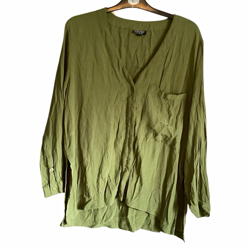 Topshop green solid - solid, v-neck